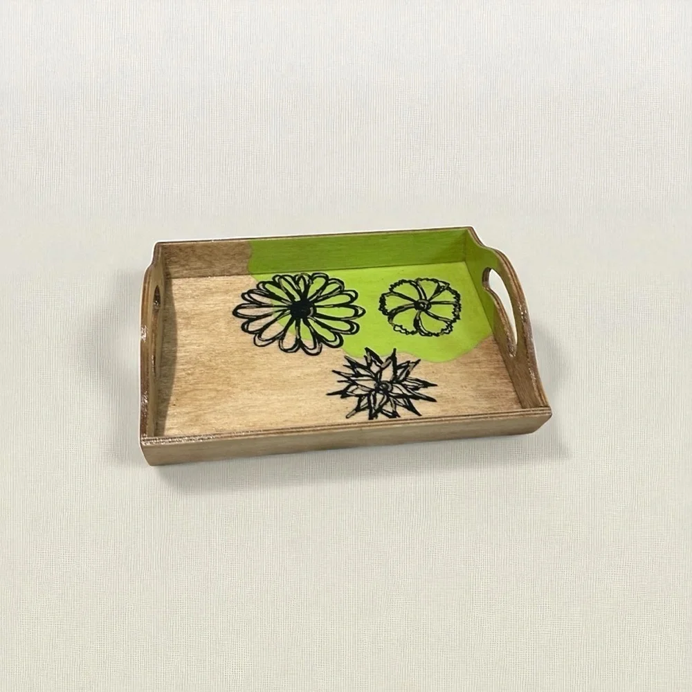 Handmade Wooden Trinket Dish Floral